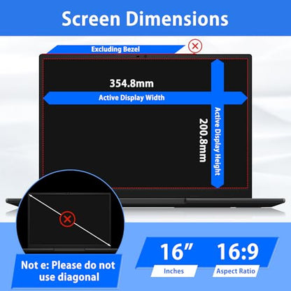 For 16 Inch 16:9 Laptop Privacy Screen Protector | Removable for Lenovo/HP/Dell/Acer/ASUS/Samsung & Other 16 Inch 16:9 Laptops Anti-fingerprint, Anti-Glare, Anti-scratch - size: 16 Inch 16:9