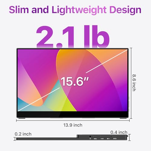 cocopar Portable Monitor Touchscreen 15.6 Inch 1080P FHD 90% sRGB Travel Monitor with Speaker HDMI USB-C Second Screen for Laptop MacBook Surface PC Xbox PS4/5, VESA Mountable, with Touchscreen - size: 15.6 Inch