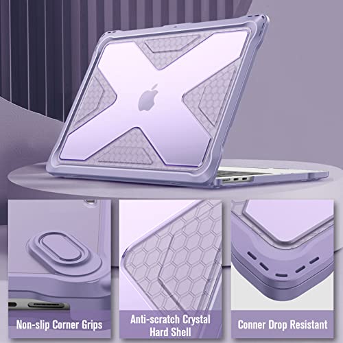Fintie Case for MacBook Air 13.6 Inch A3449 A3240 A3113 A2681 (2022 2023 2024 2025 2026 Release) - Heavy Duty Rugged Hard Shell Case Cover for MacBook Air 13 Inch M2 M3 M4 M5 Chip, Lilac - color: Lilac