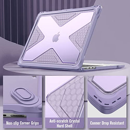 Fintie Case for MacBook Air 13.6 Inch A3449 A3240 A3113 A2681 (2022 2023 2024 2025 2026 Release) - Heavy Duty Rugged Hard Shell Case Cover for MacBook Air 13 Inch M2 M3 M4 M5 Chip, Lilac - color: Lilac