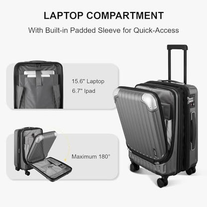 LEVEL8 Grace Carry on Luggage, 20 Inch Expandable Hard Shell Suitcase with Wheels, Abs+Pc Harshell Spinner Luggages with Tsa Lock, Travel Bag for Women Men, Grey - color: Grey, size: 20 Inch - EXT