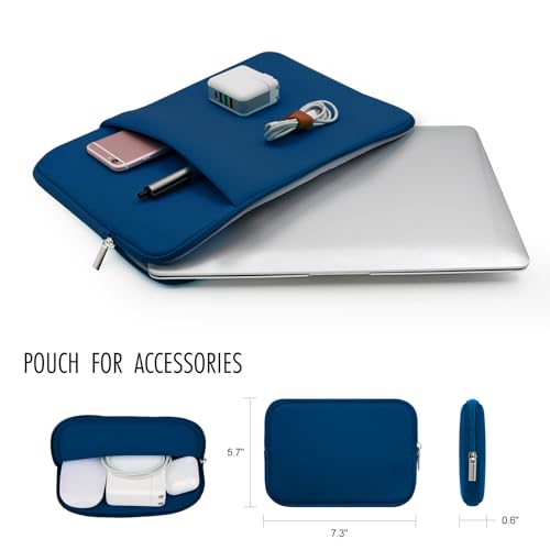 RAINYEAR 13 Inch Laptop Sleeve Compatible with 13.3" MacBook Air/Pro M1 M2 M3 M4 M5 A3449 A3240 A3113 A2681 A2338 Case Cover Bag with Front Pocket Accessories Pouch (Navy Blue) - color: Navy Blue, size: 13"