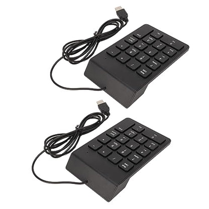 Wired Number Pad 18 Keys, Ergonomic USB Mini Numeric Keypad, Plug and Play Quiet Typing for PC Laptop Desktop, 2 Pack (2 Pack) - size: 2 Pack