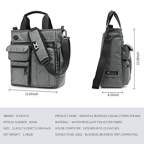 IX INOXTO Mens Messenger Bag Laptop Shoulder Bag Computer Work Office Bag Waterproof Briefcases for Travel Work - color: Grey