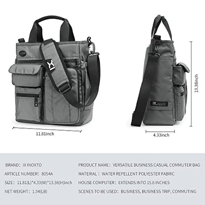 IX INOXTO Mens Messenger Bag Laptop Shoulder Bag Computer Work Office Bag Waterproof Briefcases for Travel Work - color: Grey