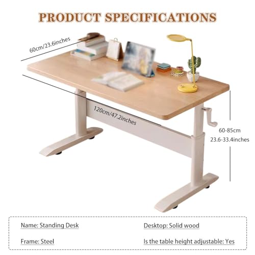 Adjustable Height Standing Desk, Home Spacious Computer Desk, Manual Lift Sit-Stand Table, Sofa Side Table for Office Home Bedroom(120cm) - size: 120cm