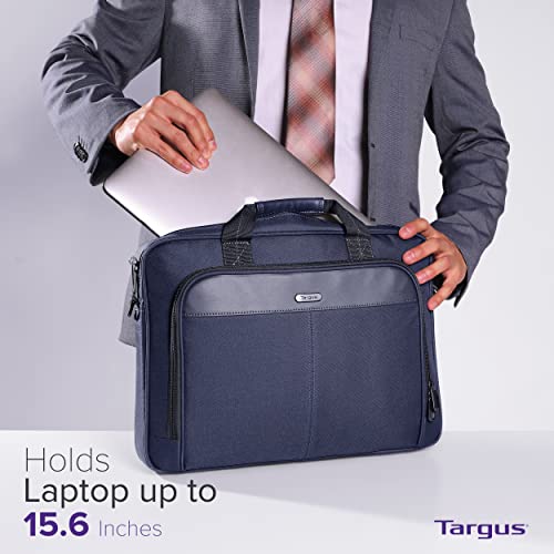 Targus 15-16 Inch Classic Slim Laptop Bag, Blue - Ergonomic Briefcase and Messenger Bag - Spacious Foam Padded Laptop Bag for 16" Laptops and Under (TCT027US) - color: Blue, size: 16 inch