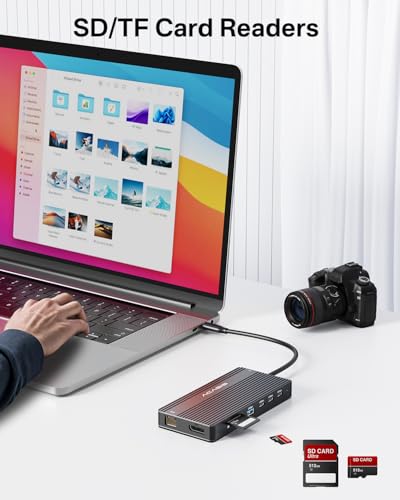 USB C Docking Station Dual Monitor, 14 in 1 USB C Hub, Adapter with 2 HDMI+DP(4K60Hz), Ethernet, 3 USBC 10G,100W PD, SD/TF, Audio, Laptop Docking Station for Dell/HP/Lenovo/ThinkPad/Surface (Black) - color: Black