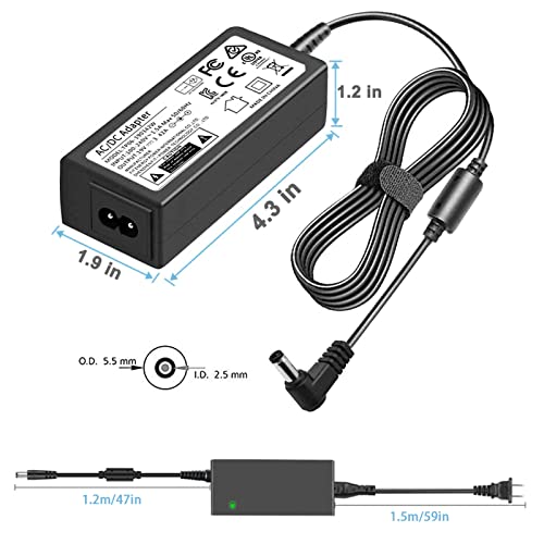 19V DC Power Supply, 19V 3.42A Laptop Charger, LCD Monitor Power Cord. | 19Volt Adapter with 10 Tips, fit for 19 Volt Acer Asus Lenovo Gateway Toshiba Laptop, 19Vdc Samsung LG TV Monitor.