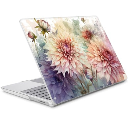 Mektron 2023 Microsoft Surface Laptop GO 3 Case 12.4" Compatible with Go 2/1 Laptop Cover 2022-2020 Releases Model 1943/2013 Plastic Hard Shell Case with Screen Protector, Watercolor Dahlias - color: Watercolor Dahlias