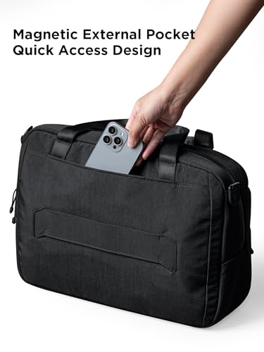 ALPAKA Bravo Brief Laptop Briefcase Business Shoulder Bag | Fits 16-inch Laptop, Detachable Shoulder Strap, For Men and Women Work Travel, Weatherproof Fabric Axoflux 400D - color: Black