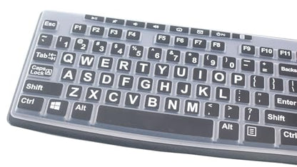 Ultra Thin Desktop Silicone Keyboard Cover Skin Compatible with Logitech MK370 MK295 MK275 MK270 Wireless Keyboard, Logitech K200 K260 K270 MK200 MK260 Keyboard - (Black Large Letters) - color: Large Letters - Black