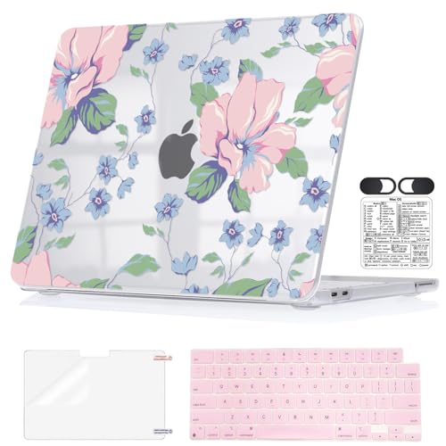 Pink Floral Hard Shell Case for 2026 MacBook Neo 13" A18 Pro A3404 | Lightweight Protective Clear Cover. 5-in-1 Accessories Kit. Perfect for Students, Office & Travel. Not for Mac Air / Pro 13" - color: Pink Floral