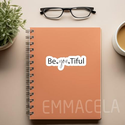 BeYouTiful Stickers – Inspirational Quote Waterproof Vinyl Decals for Laptops, Water Bottles, Tumblers, Notebooks – Motivational Aesthetic Stickers for Teens, Girls, Women – 3 x 1.1 Inch (3 Pack) - color: Beyoutiful
