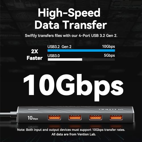 VENTION 10Gbps USB 3.2 Hub, USB Hub with 4 USB A 3.2 Ports, USB 3.2 Gen 2 Splitter USB Expander for Chromebook Surface Pro 3 iMac PS4 Laptop Xbox Flash Drive - size: 0.5FT, style: USB 3.2 10Gbps