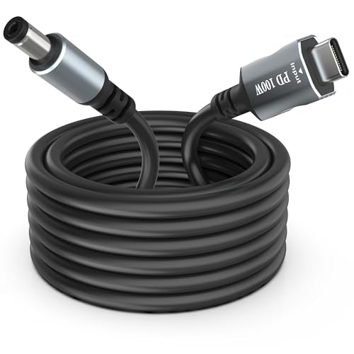 9.9FT Type-C to DC 5521 Power Cable Cord, USB C Input to DC 20V5A Output Charging Cable, Work with PD Charger and PD Power Bank - size: 9.9FT