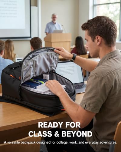 Tolaccea Travel Laptop Backpack 30L Carry On TSA Approved for Commute Trips | 100% RPET Recycled Fabric | EVA-cushioned Laptop Protection | TSA 180° Lay-flat Opening | Reinforced Stability Base Panel - color: Black