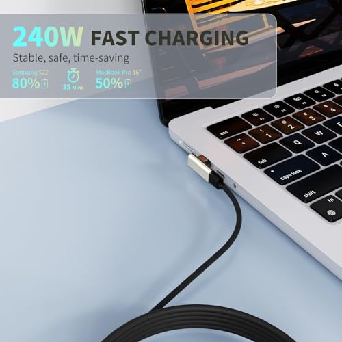 3C'S USB C Magnetic Adapter 240w, 2PCS 90 Degree Magnetic USB C Adapter Detachable, 24 Pin with PD Fast Charging 40Gbps 8K 60Hz for Thunderbolt 3/4, MacBook Pro/Air/, PS5 PSVR2