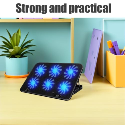 Laptop Cooling Pad with 6 Powerful Fans Quiet Operation Laptop Cooler Stand Made of Sturdy Alloy and Abs for Gaming and Work to Prevent Overheating