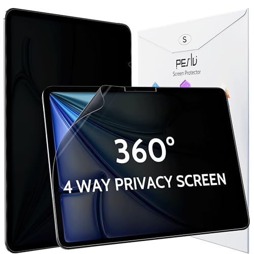 Peslv 4 Way Privacy Screen for iPad Air 13 Inch (2024-2026, M2 M3 M4), Anti Glare Blue Light 360 Spy Filter Private Cover, High Sensitive Bubble-Free Easy Install Black Security Protector - size: 13''(iPad Air 2024-2026)