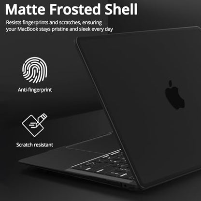 B BELK for MacBook Air 13 inch Case 2021 2020-2018 M1 A2337 A2179 A1932 | Matte Plastic Laptop Hard Shell for MacBook Air 13.3 inch Case Touch ID with Keyboard Cover & Screen Protector, Frost Black - color: Frost Black