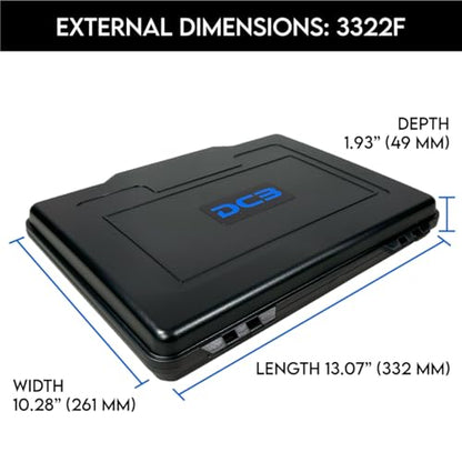 DCB Cases - Element 3322F 12.36 x 9.13 x 1.57 Int Dim | IP67 Waterproof | Protects Tablets, Phones, and Documents | Shoulder Strap | Latch Close | Injection Molded Plastic | Foam Insert