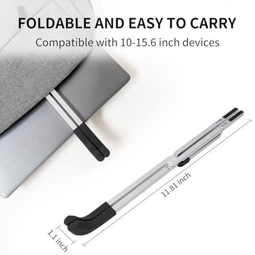 Protable Laptop Stand for Desk,Foldable Laptop Riser Holder,Ventilated Cooling Notebook Mount Computer Stand for 10-15.6” Laptops,Tablets，Aluminum - color: Silver