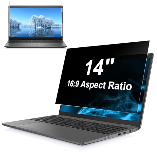 14 Inch Laptop Privacy Screen Filter (16:9), Anti Glare Blue Light Blocking Screen Protector for Windows Notebook, Removable Matte and Glossy Finish Shield for Office Business Travel - size: 14 Inch