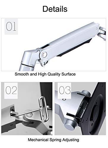 XSJ8012WT Aluminum Alloy Mechanical Spring Arm Wall Mount Laptop Holder Full Motion Laptop Mount Arm Monitor Stand (Black) - color: Black