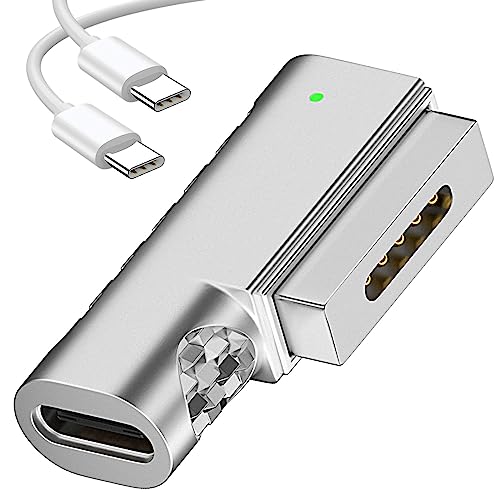 Magnetic 90 Degree USB C to Magnetic 2 T-Tip Adapter, Type-C to Safe 2 T-Head PD 100W Power Fast Charging Converter for 2013-2015 MacBook Pro Air with 100W/5A USB C Cable (1.5M) - size: Magnetic 2 L-shape