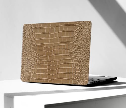 Compatible with MacBook Air 15 Inch Case 2026 M5, 2023-2025 M4/M3/M2 A3448 A3241 A3114 A2941, Texture Luxury Crocodile Aligator Skin Snakeskin PU Leather Hardshell & Keyboard Cover, Brown - color: # Brown Crocodile