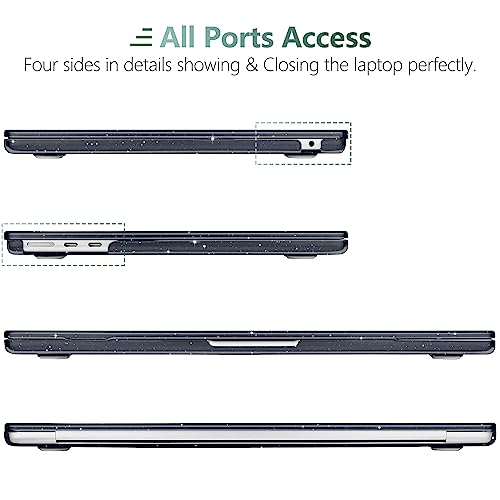 Clear Glitter Case for MacBook Air 15 Inch M5 M4 M3 M2 (2026-2023) A3448 A3241 A3114 A2941, Protective Hard Shell Cover Compatible with Touch ID & Liquid Retina Display - Star Black - color: Star Black
