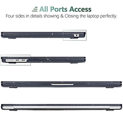 Clear Glitter Case for MacBook Air 15 Inch M5 M4 M3 M2 (2026-2023) A3448 A3241 A3114 A2941, Protective Hard Shell Cover Compatible with Touch ID & Liquid Retina Display - Star Black - color: Star Black