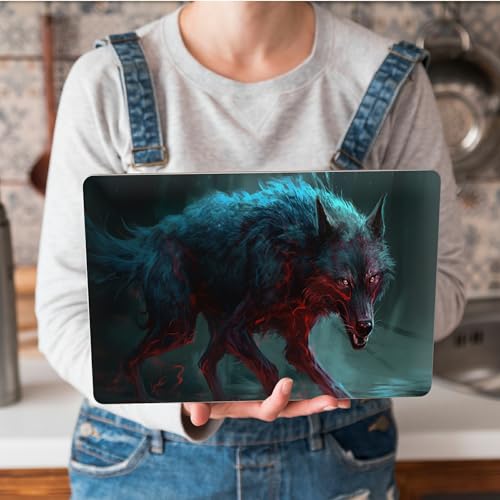Universal Laptop Skin Sticker with 2 Wrist Pad Skins, Waterproof Scratch Resistant Vinyl Laptop Cover Decal, Cut to Fit for 11–15.6 Inch MacBook HP Dell Lenovo, Lightning Wolf - color: Lightning Wolf