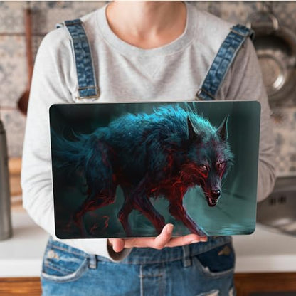 Universal Laptop Skin Sticker with 2 Wrist Pad Skins, Waterproof Scratch Resistant Vinyl Laptop Cover Decal, Cut to Fit for 11–15.6 Inch MacBook HP Dell Lenovo, Lightning Wolf - color: Lightning Wolf