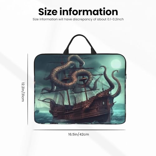 14 Inch Laptop Sleeve Case Waterproof Lightweight Laptop Case Bag Octopus Ship Travel Laptop Bag With Handle Briefcase Messenger Bag For Women Men