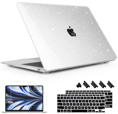 May Chen Compatible with New MacBook Air 13 inch Case 2021 2020 2019 2018 Model: M1 A2337 A2179 A1932, Plastic Hard Shell Case for MacBook Air 13 inch with Retina Display Fits Touch ID,Clear Glitter - color: Clear Glitter
