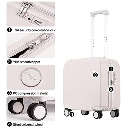 mixi Carry on Luggage, Suitcase with Spinner Wheels 16in Luggage Hardshell Lightweight Rolling Suitcases PC with Cover & TSA Lock, Off White（Slight Pink） - color: Off White(Slight Pink), size: 16in Carry on
