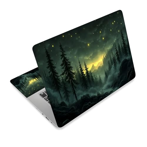 Universal Laptop Skin Sticker Decal,15.6 Inch Laptop Vinyl Cover for 13" 14" 15.6" Laptop,Scratch-Resistant Waterproof Protector Wrap,Reusable with Wrist Pads,Glowing Forest Mist - color: Glowing Forest Mist