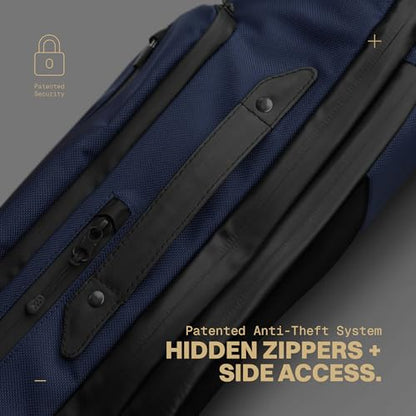 The Frenchie Co. - Work/Travel Speed Backpack - Expandable 23 to 30 liters - Laptop compartment with anti-theft magnetic closure - Ballistic nylon durable construction - color: Blue