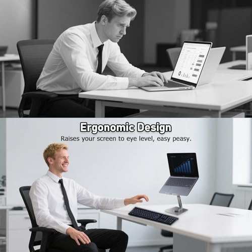 iPad Stand, Height Adjustable with 360 Rotating Base Holder for Desk | Tablet Stand Aluminum Alloy Compatible with i Pad Pro 12.9 11 Air Mini 4 5, 4.7-14'' iPhone, iPad, Tablet and More