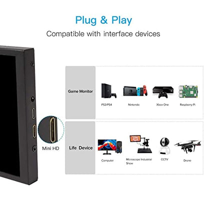 ELECROW 8 Inch Portable Monitor, 1280x800 Mini HD Display with Built-in Speakers, USB Powered, Non-Touch LCD Screen for Raspberry Pi, PC, Laptop, Jetson Nano, Game Consoles