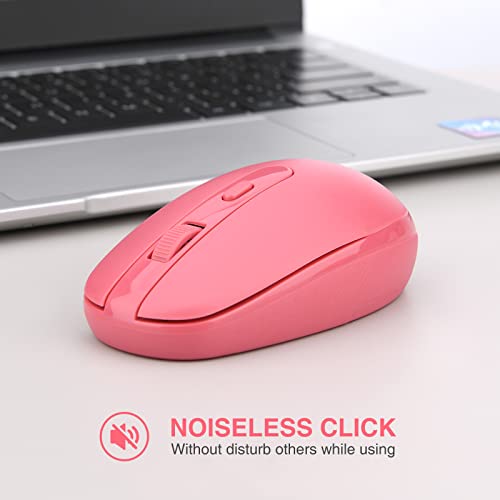 Rii Wireless Mouse RM700 2.4G Silent Mouse with USB Nano Receiver for Laptop,PC,Mac,Chromebook,Windows (Pink) - color: PINK