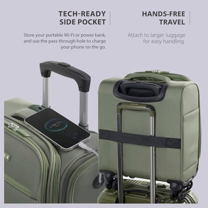 Verage Underseat Carry On Luggage with Wheels,14.5-Inch Spinner Small Suitcase, Softside Lightweight Travel Bag for Men and Women, Airplane Carry On Bag, Sage Green - color: Gray green, size: Basic Underseat