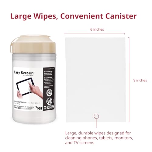Easy Screen Cleaning Wipes, Electronic Screen Cleaning, Laptops, Monitors, Phone, Tablet, TV Screen Cleaning Wipe, 70 Wipes per Canister, Large 9"x 6" Durable Wipe (Pack of 3) - size: 1 Count (Pack of 210)