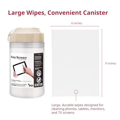 Easy Screen Cleaning Wipes, Electronic Screen Cleaning, Laptops, Monitors, Phone, Tablet, TV Screen Cleaning Wipe, 70 Wipes per Canister, Large 9"x 6" Durable Wipe (Pack of 3) - size: 1 Count (Pack of 210)