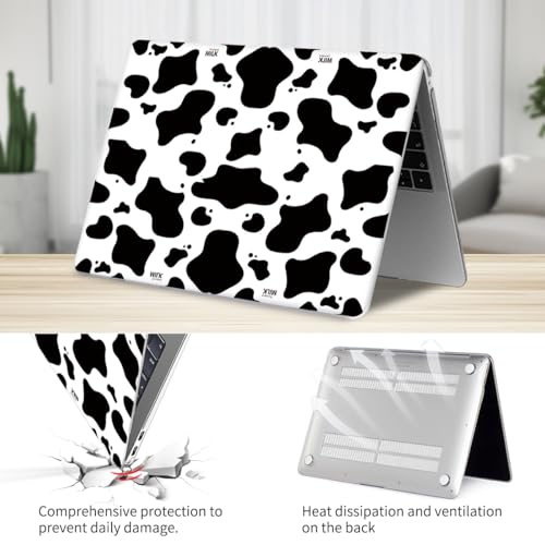 Seorsok Compatible with MacBook Air 13 Inch Model A1932 A2179 M1 A2337 Touch ID Release 2020 2019 2018 Plastic Hard Shell Case Protective Cover with 2 Pieces Black Keyboard Cover Cow Pattern - color: black white