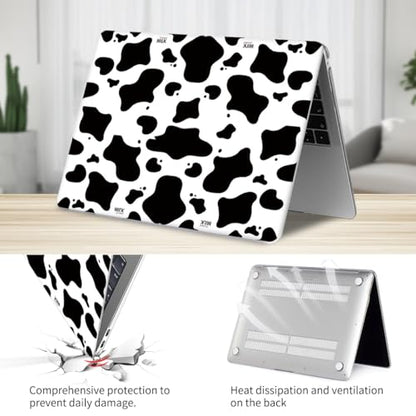 Seorsok Compatible with MacBook Air 13 Inch Model A1932 A2179 M1 A2337 Touch ID Release 2020 2019 2018 Plastic Hard Shell Case Protective Cover with 2 Pieces Black Keyboard Cover Cow Pattern - color: black white