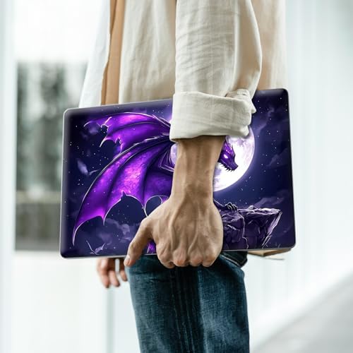 Reusable Universal Laptop Skin Sticker, Cut to Fit for 11.6–15.6 Inch Laptops, Waterproof Protective Film, No-Residue - Moonlight Purple Dragon - color: Moonlight Purple Dragon
