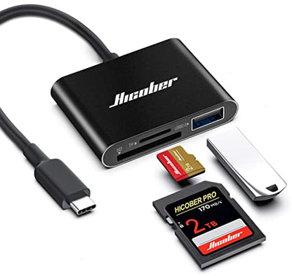 HICOBER USB C SD Card Reader, 3-in-1 for Laptop, Phone, Tablet, Black - color: Black